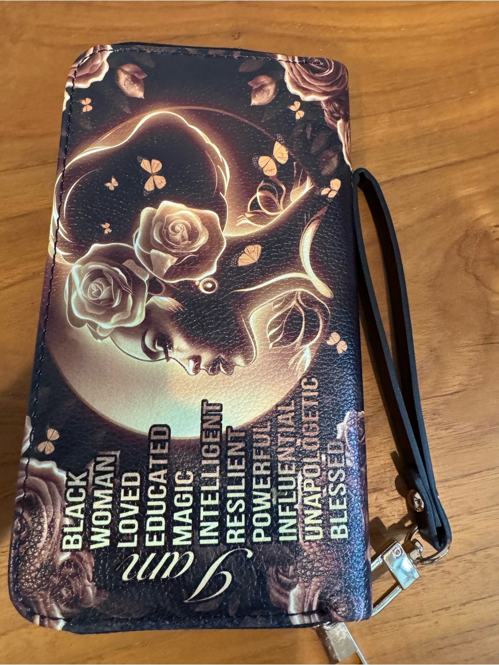 Black & Gold Women’s Inspirational Wristlet NWOT - Picture 2 of 8